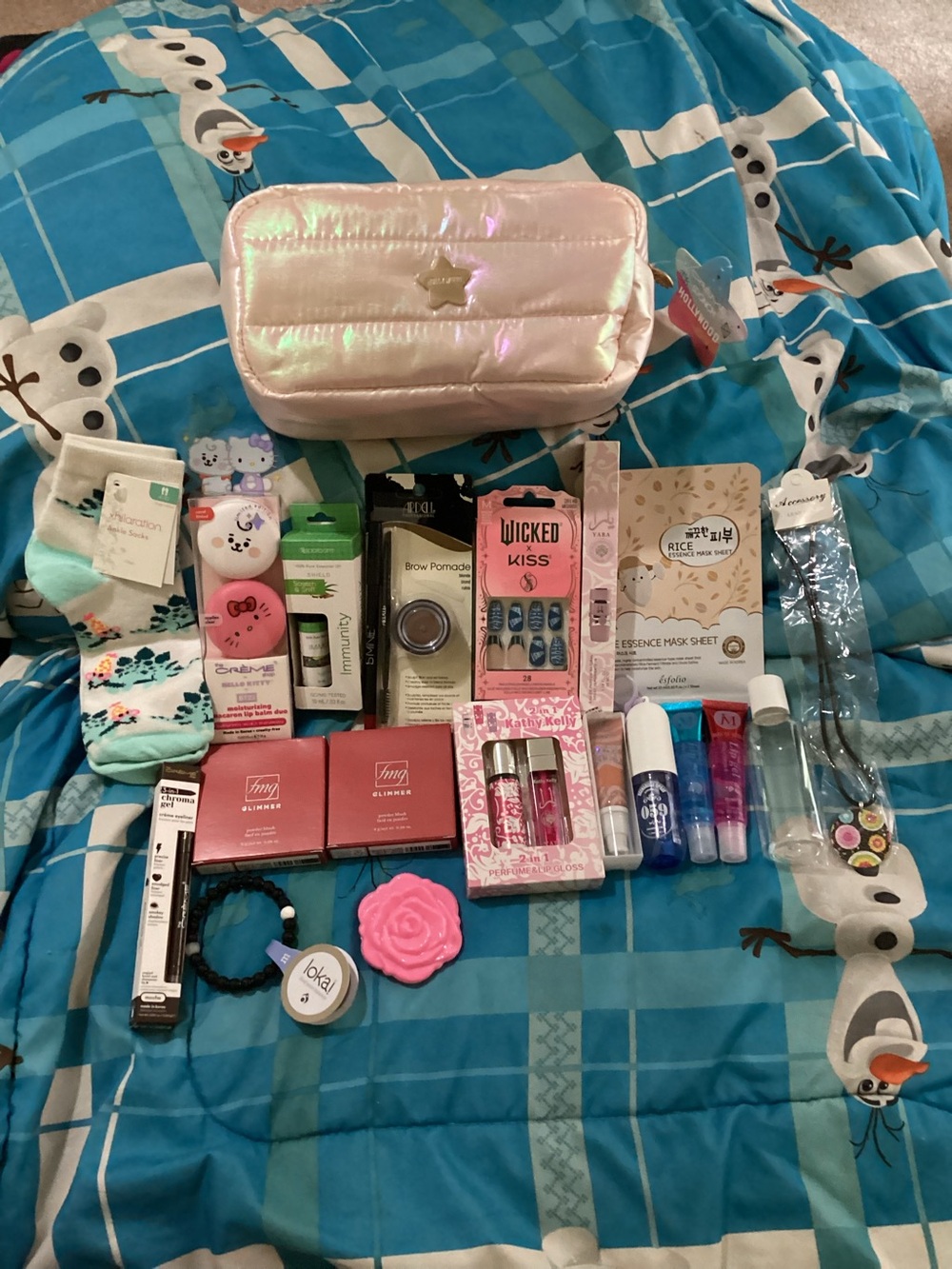 21 piece Beauty/self care bundle- crème shop Hollywood makeup pouch included